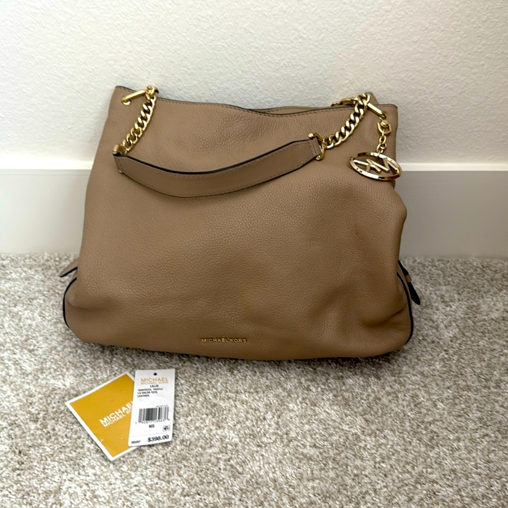 Michael Kors Taupe Large Shoulder Tote Leather